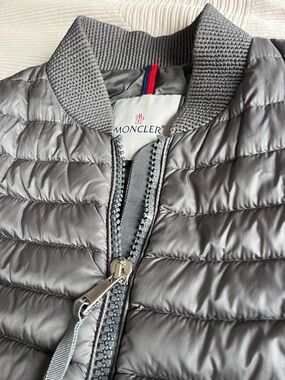 Moncler Silver Quilted Bomber Jacket
